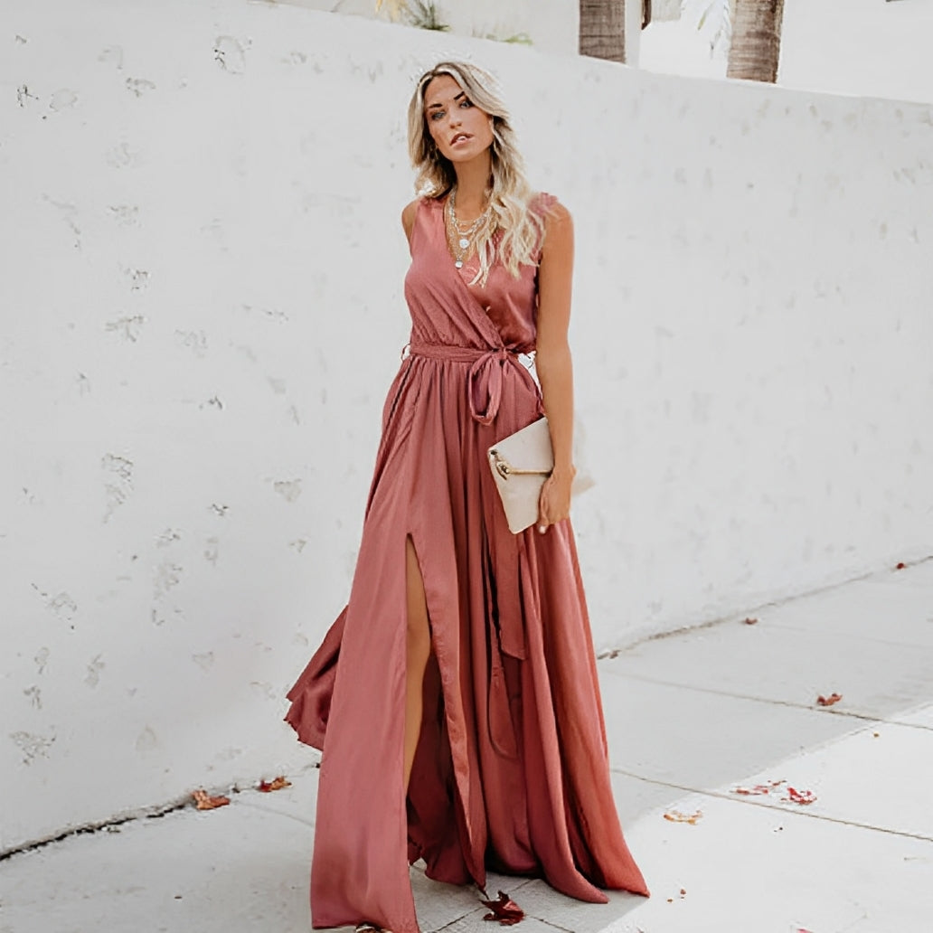 Melissa | Elegant Maxi Dress With Waist Belt for Special Occasions