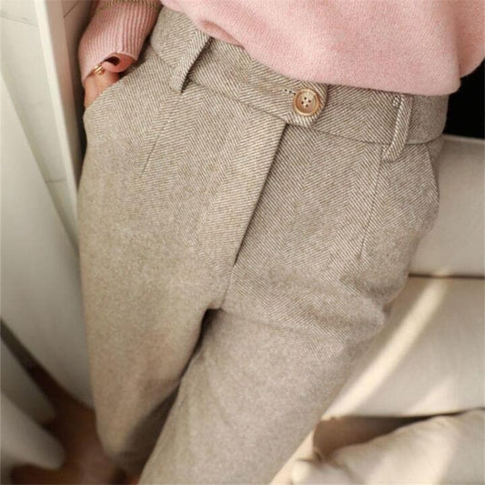 Herringbone Pleated Pants