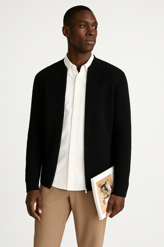 Morgan | Men's Ribbed Zip-Up Sweater