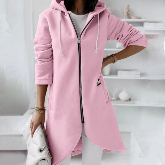 Zoe | Women's Longline Hooded Jacket in Luxurious Fabric