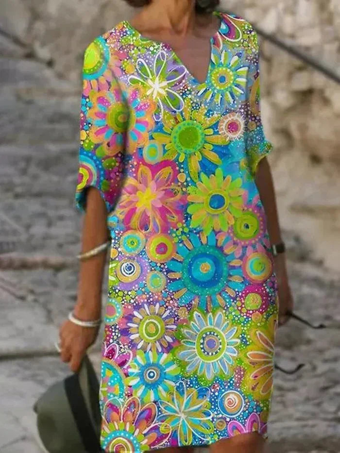 Felicia | Floral Radiant Dress - Vibrant Elegance