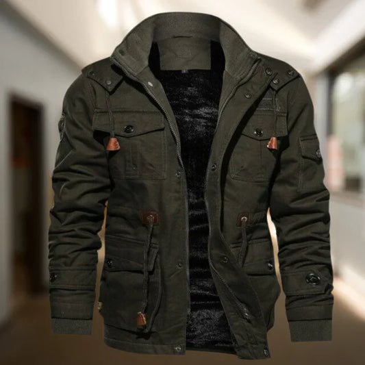 Preston | Men's Hooded Military Jacket in Luxe Fabric