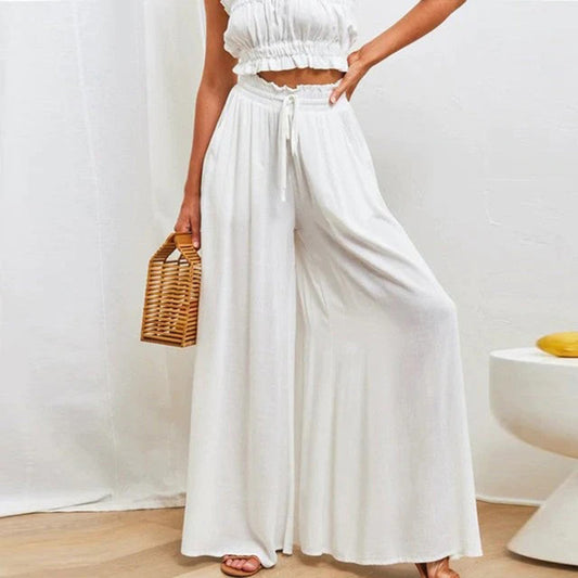 Gabriella | High Waist Elastic Drawstring Pants with Pockets