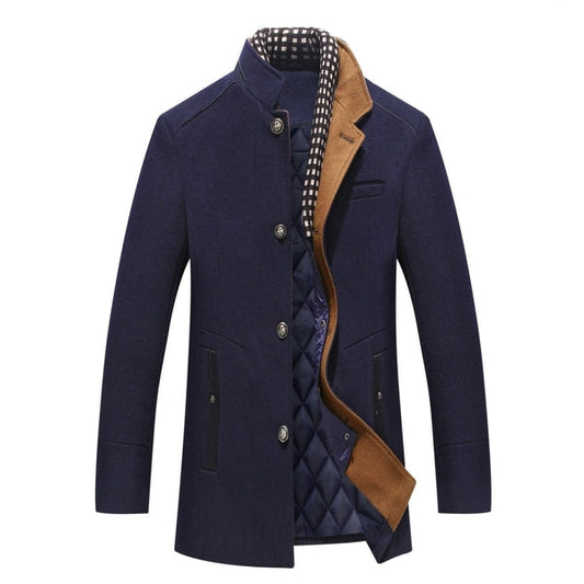 Alan | Men's Mandarin Collar Mid-Length Overcoat