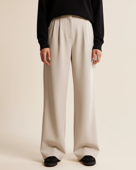 High Waist Pleated Leg Trousers with Tailored Fit