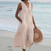 Sheila | Elegant Button-Down Summer Dress for Effortless Style - Khaki