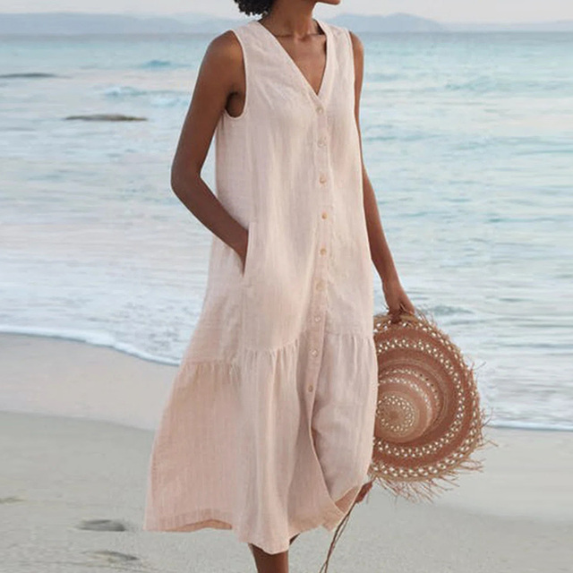 Sheila | Elegant Button-Down Summer Dress for Effortless Style