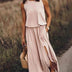 Rose Loose Waisted Sleeveless Slit Dress - Breezy Summer Essential - Khaki
