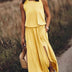 Rose Loose Waisted Sleeveless Slit Dress - Breezy Summer Essential - Yellow