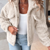 Lori Women's Sherpa Button-Front Casual Jacket - Beige