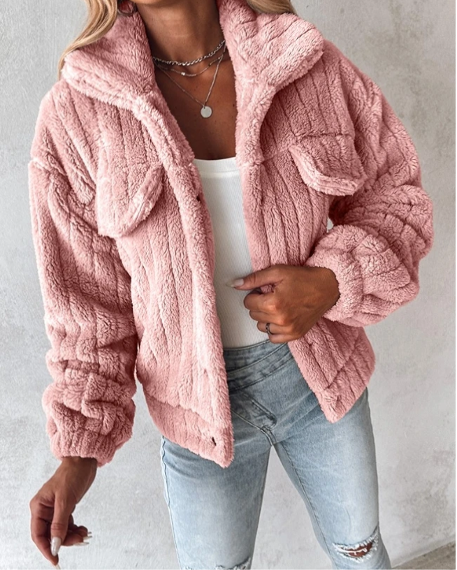 Lori Women's Sherpa Button-Front Casual Jacket