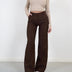 Faith | Elegant High-Waisted Wide-Leg Trousers - Brown
