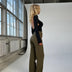 Faith | Elegant High-Waisted Wide-Leg Trousers - Army Green