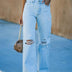 Stacy | Women's Distressed Wide-Leg Jeans - Light Blue