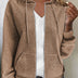 Patty | Women's Casual Zip-Up Hoodie - Khaki