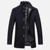 Edward | Men's Mid-Length Stand Collar Overcoat - Navy Blue