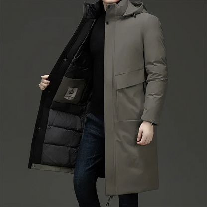 Jim | Men's Hooded Long Coat in Luxurious Fabric