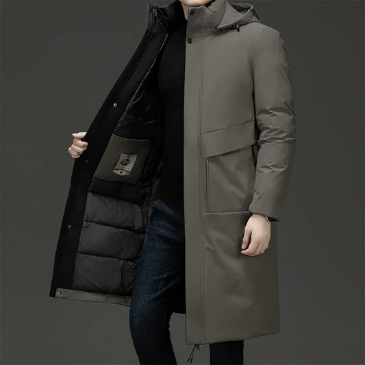 Jim | Men's Hooded Long Coat in Luxurious Fabric
