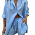 Sorelli | Elegant Two-Piece Cotton Lounge Set - Blue