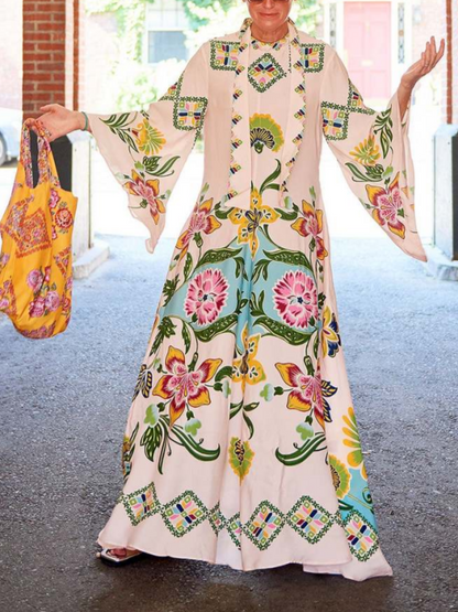 Jillian | Elegant Floral Long Sleeve Maxi Dress
