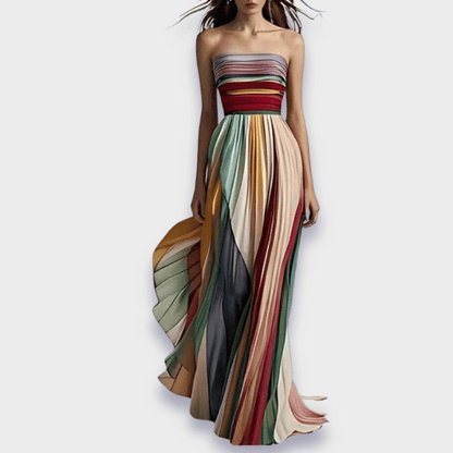 Candice | Maxi Dress with Vibrant Pleats and Off-Shoulder Design