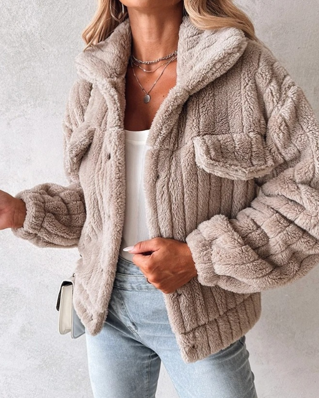 Lori Women's Sherpa Button-Front Casual Jacket