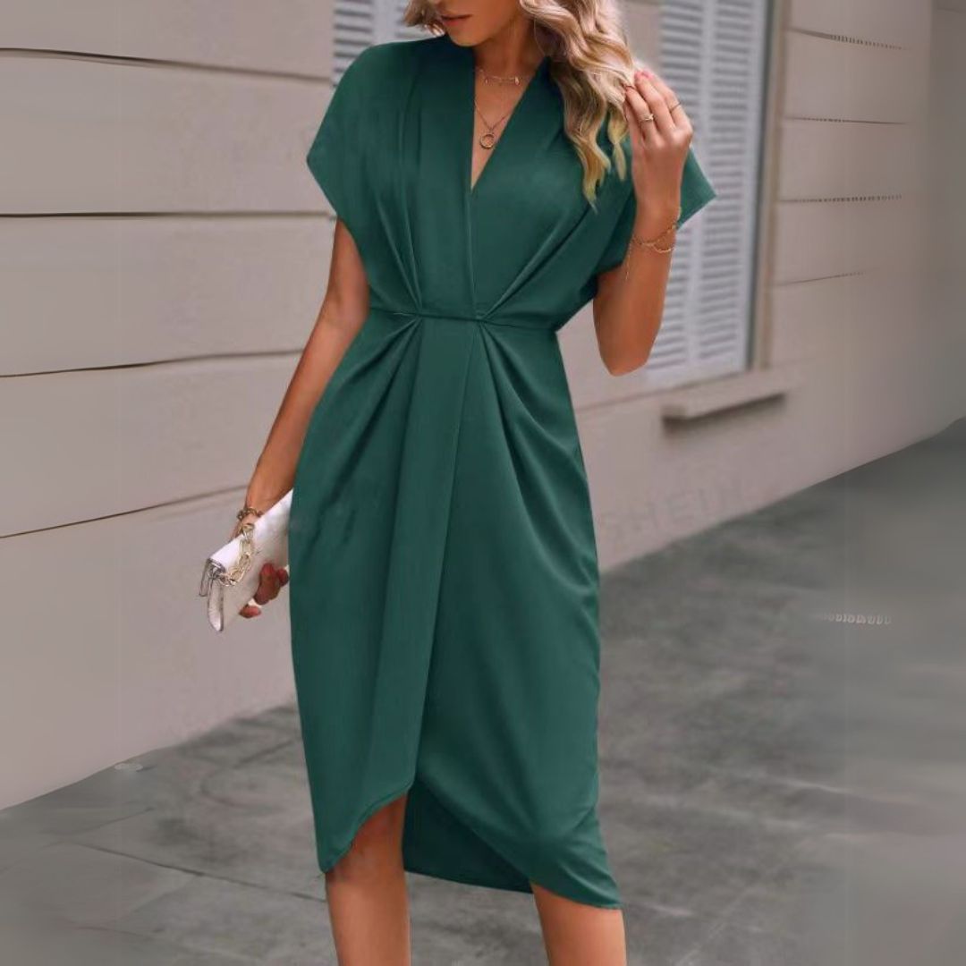 Denise | Elegant Draped Midi Dress