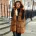 Libby | Women's Hooded Long Vest - Brown