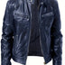 Clarence | Men's Slim Fit Faux Leather Racer Jacket - Royal Blue
