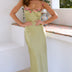 Carol | Women's Floral Embroidered Maxi Dress with Elegant Flow - Lime