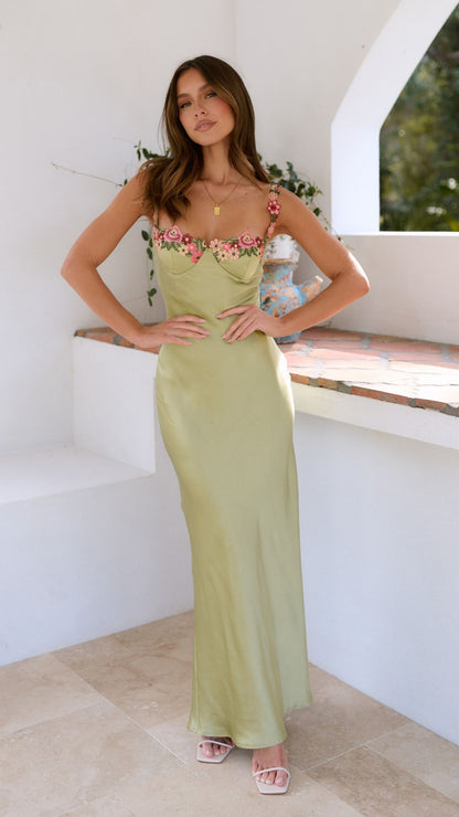 Carol | Women's Floral Embroidered Maxi Dress with Elegant Flow