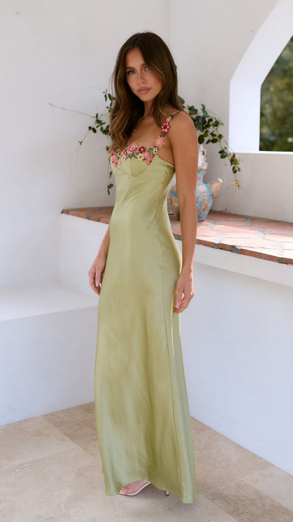 Carol | Women's Floral Embroidered Maxi Dress with Elegant Flow