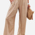 Pam | High-Waisted Smocked Waist Trousers - Lightweight & Flowing - Khaki