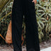 Pam | High-Waisted Smocked Waist Trousers - Lightweight & Flowing - Black