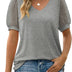 Janne | V-Neck Sleeve Belly Cover Top for Effortless Elegance - Grey