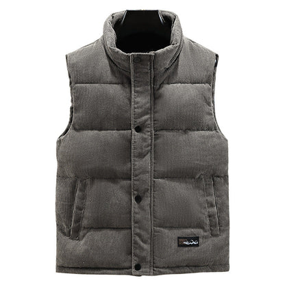 Men's Sleeveless Corduroy Puffer Vest