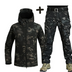 Timothy Men's Tactical Hooded Jacket and Cargo Pants Set - Black Camouflage