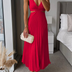 Sanne | Elegant Pleated Midi Dress - Red