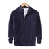 Henry Men's Quarter Zip Cable Knit Sweater - Navy Blue