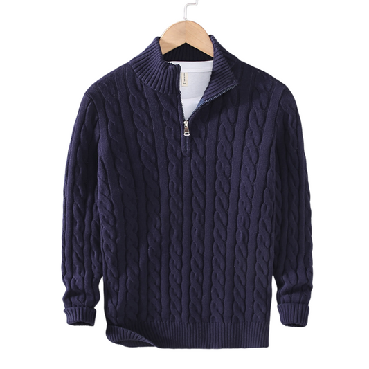 Henry Men's Quarter Zip Cable Knit Sweater