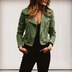 Betina | Chic Faux Suede Biker Jacket - Green
