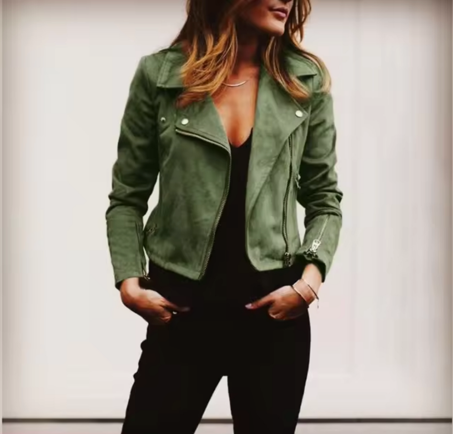 Betina | Chic Faux Suede Biker Jacket