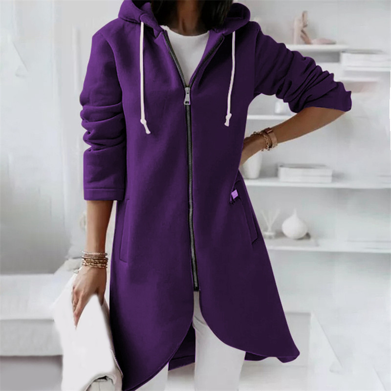 Zoe | Women's Longline Hooded Jacket in Luxurious Fabric