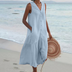 Sheila | Elegant Button-Down Summer Dress for Effortless Style - Blue