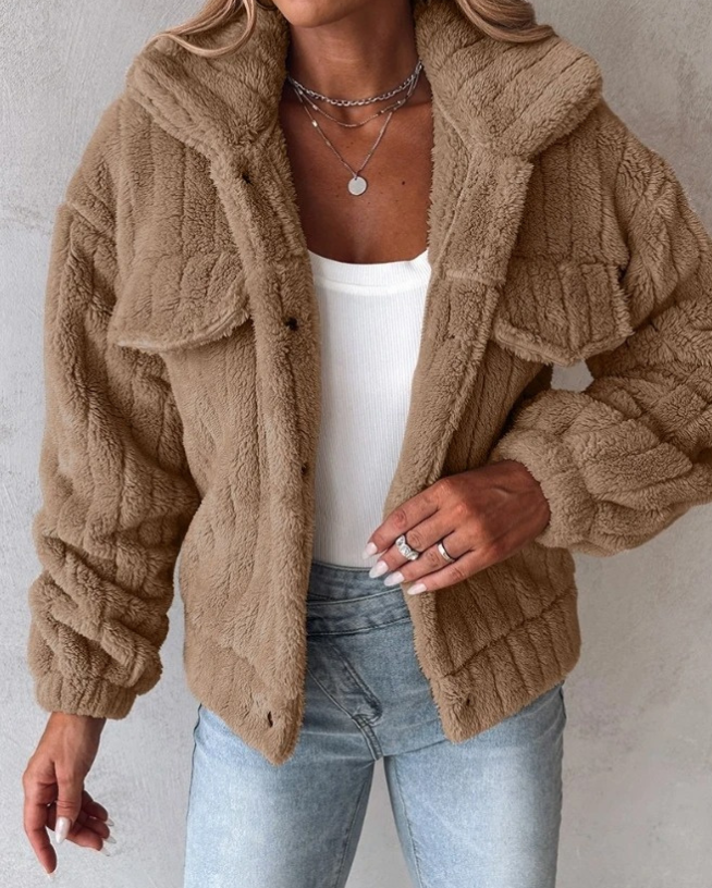 Lori Women's Sherpa Button-Front Casual Jacket
