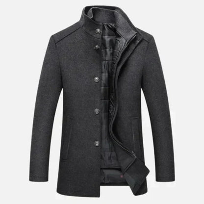 Edward | Men's Mid-Length Stand Collar Overcoat
