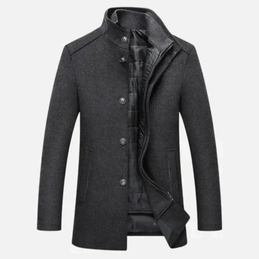 Edward | Men's Mid-Length Stand Collar Overcoat