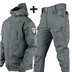 Timothy Men's Tactical Hooded Jacket and Cargo Pants Set - Gray