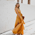 Melissa | Elegant Maxi Dress With Waist Belt for Special Occasions - Yellow