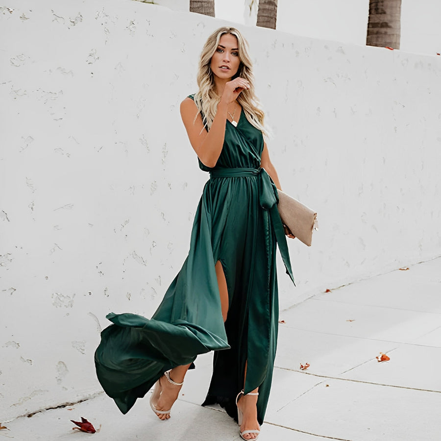 Melissa | Elegant Maxi Dress With Waist Belt for Special Occasions